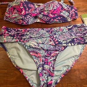 Lilly Pulitzer bikini top size 8 NWT bottoms size 12 NWOT Twilight blue